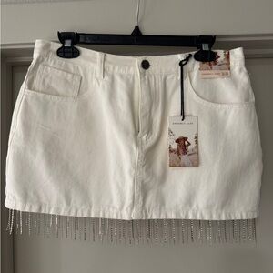 Sincerely Jules Cream Mini Skirt with Silver Accents